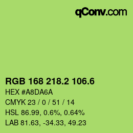 カラーコード: RGB 168 218.2 106.6 | qconv.com