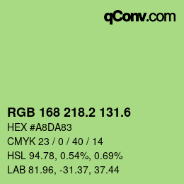 カラーコード: RGB 168 218.2 131.6 | qconv.com