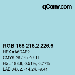 カラーコード: RGB 168 218.2 226.6 | qconv.com