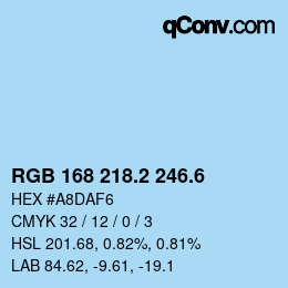 カラーコード: RGB 168 218.2 246.6 | qconv.com
