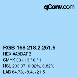 カラーコード: RGB 168 218.2 251.6 | qconv.com