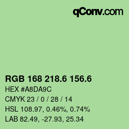 カラーコード: RGB 168 218.6 156.6 | qconv.com