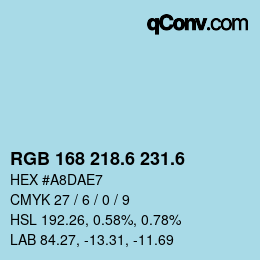 カラーコード: RGB 168 218.6 231.6 | qconv.com