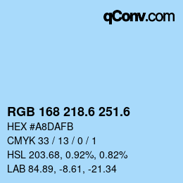 カラーコード: RGB 168 218.6 251.6 | qconv.com