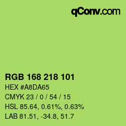 Color code: RGB 168 218 101 | qconv.com