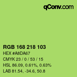 Color code: RGB 168 218 103 | qconv.com