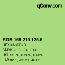 カラーコード: RGB 168 219 125.6 | qconv.com