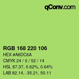 Color code: RGB 168 220 106 | qconv.com