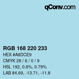 Color code: RGB 168 220 233 | qconv.com