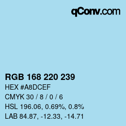 Color code: RGB 168 220 239 | qconv.com