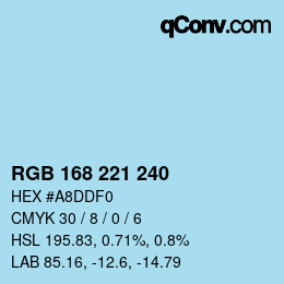 カラーコード: RGB 168 221 240 | qconv.com