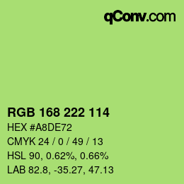 Color code: RGB 168 222 114 | qconv.com