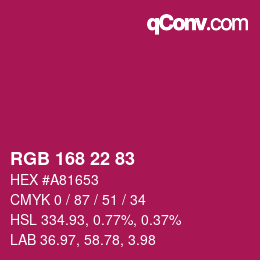 Color code: RGB 168 22 83 | qconv.com