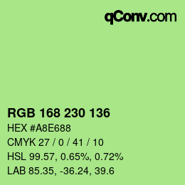 カラーコード: RGB 168 230 136 | qconv.com