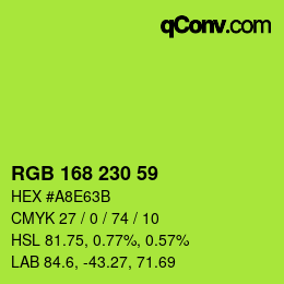 Color code: RGB 168 230 59 | qconv.com