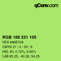 Color code: RGB 168 231 105 | qconv.com