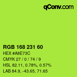 Código de color: RGB 168 231 60 | qconv.com