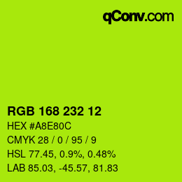 Color code: RGB 168 232 12 | qconv.com