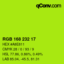 Color code: RGB 168 232 17 | qconv.com