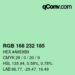Color code: RGB 168 232 185 | qconv.com