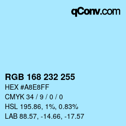カラーコード: RGB 168 232 255 | qconv.com