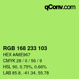 Color code: RGB 168 233 103 | qconv.com