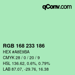 Color code: RGB 168 233 186 | qconv.com