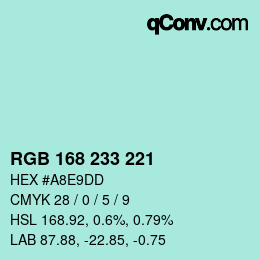 Color code: RGB 168 233 221 | qconv.com