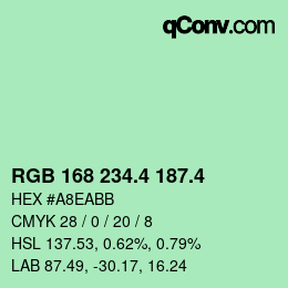 カラーコード: RGB 168 234.4 187.4 | qconv.com