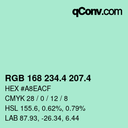 カラーコード: RGB 168 234.4 207.4 | qconv.com