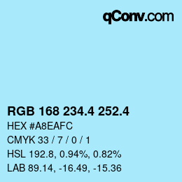 カラーコード: RGB 168 234.4 252.4 | qconv.com