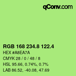 カラーコード: RGB 168 234.8 122.4 | qconv.com