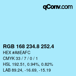 カラーコード: RGB 168 234.8 252.4 | qconv.com