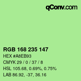 颜色代码: RGB 168 235 147 | qconv.com