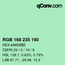 Color code: RGB 168 235 190 | qconv.com