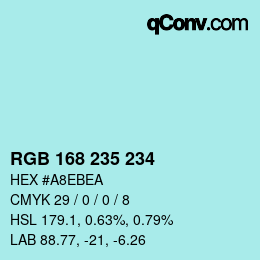 Color code: RGB 168 235 234 | qconv.com