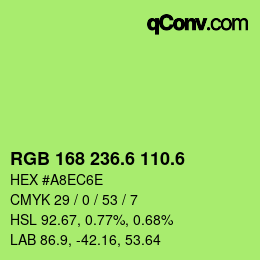 カラーコード: RGB 168 236.6 110.6 | qconv.com