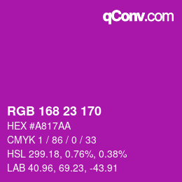 Color code: RGB 168 23 170 | qconv.com