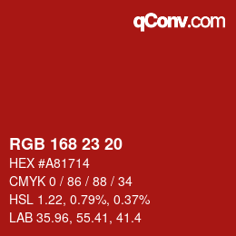 Color code: RGB 168 23 20 | qconv.com