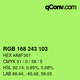 Color code: RGB 168 243 103 | qconv.com