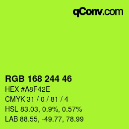 カラーコード: RGB 168 244 46 | qconv.com
