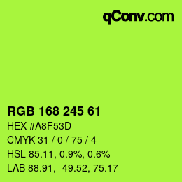 颜色代码: RGB 168 245 61 | qconv.com