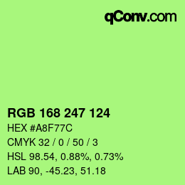 カラーコード: RGB 168 247 124 | qconv.com