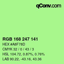 颜色代码: RGB 168 247 141 | qconv.com