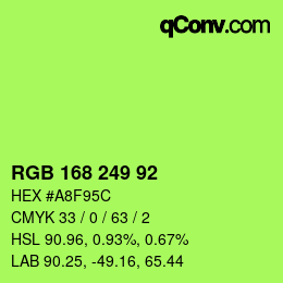 カラーコード: RGB 168 249 92 | qconv.com