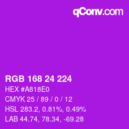 Color code: RGB 168 24 224 | qconv.com