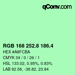 カラーコード: RGB 168 252.8 186.4 | qconv.com