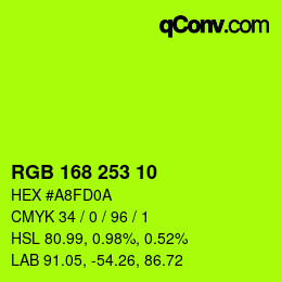 Farbcode: RGB 168 253 10 | qconv.com