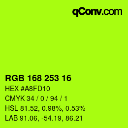 Code couleur: RGB 168 253 16 | qconv.com
