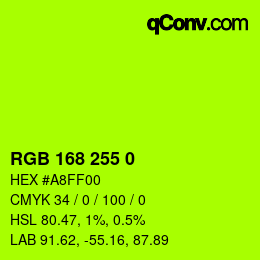 Color code: RGB 168 255 0 | qconv.com